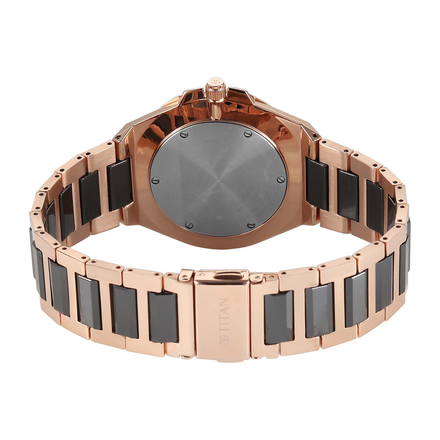 Titan Classique Black Dial Two Toned Stainless Steel Strap Analog with Date Watch for Men