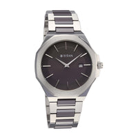 Titan Classique Grey Dial Two Toned Stainless Steel Strap Analog with Date Watch for Men