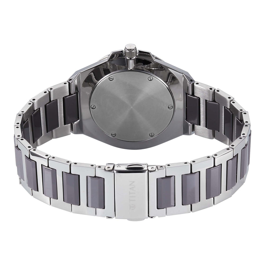 Titan Classique Grey Dial Two Toned Stainless Steel Strap Analog with Date Watch for Men