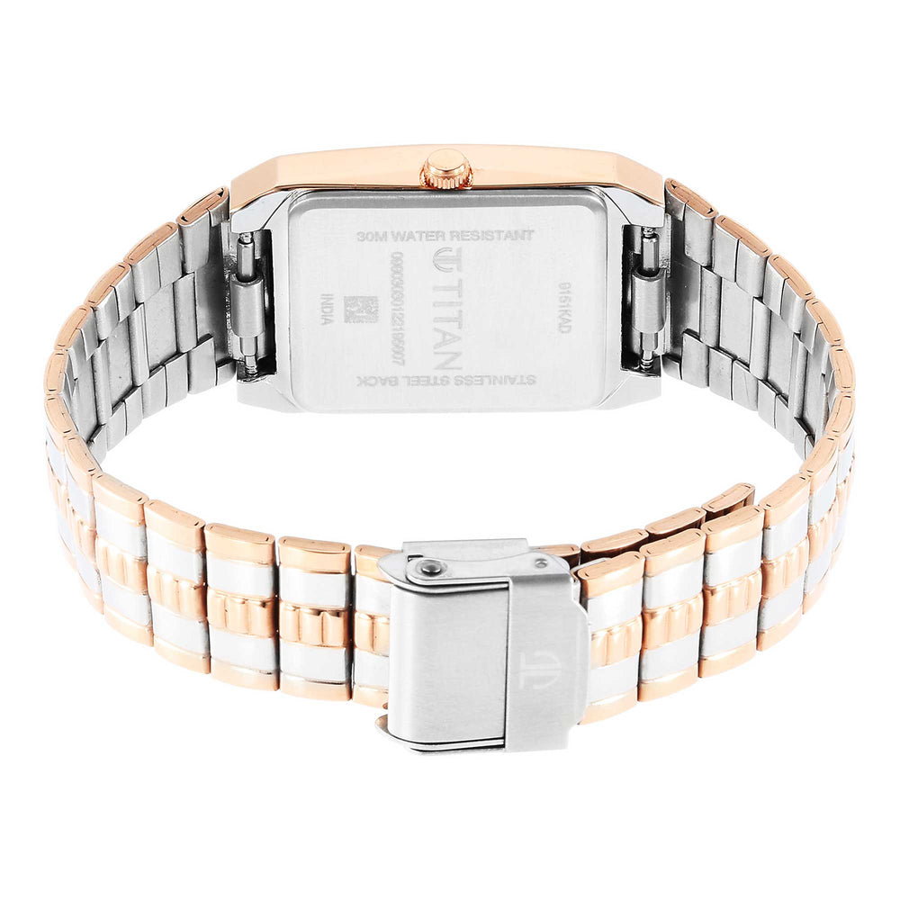 Titan Silver Rectangular Dial Two Toned Stainless Steel Strap Analog Watch for Men