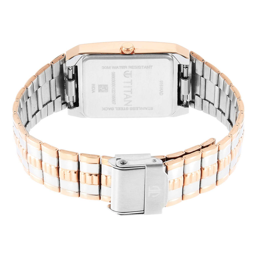 Titan Silver Rectangular Dial Two Toned Stainless Steel Strap Analog Watch for Men