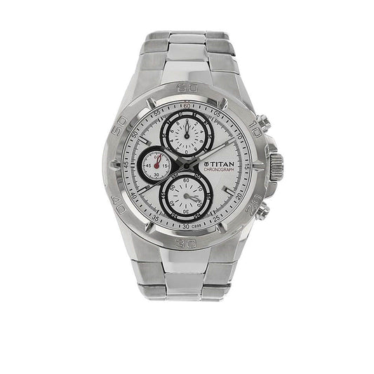 Titan White Dial Chronograph Watch for Men