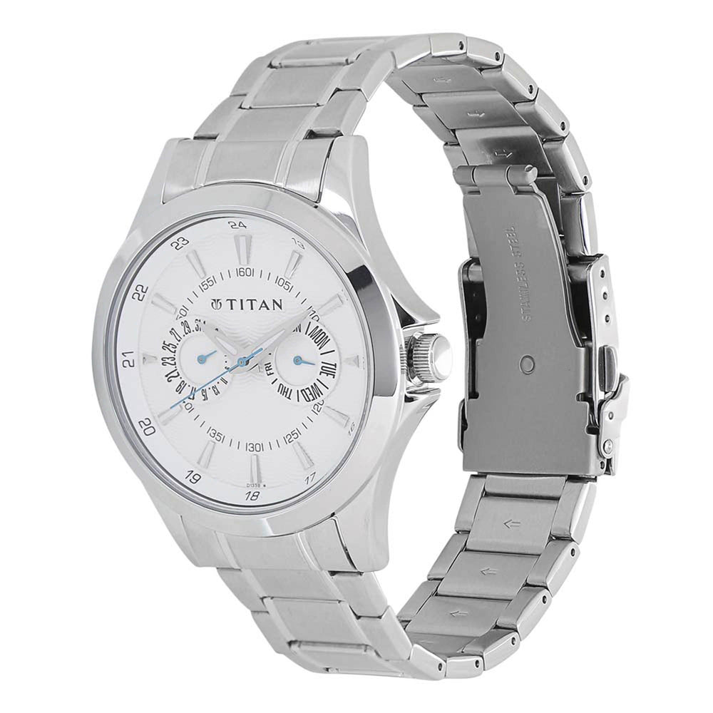 Titan Quartz Multifunction Silver Dial Watch for Men