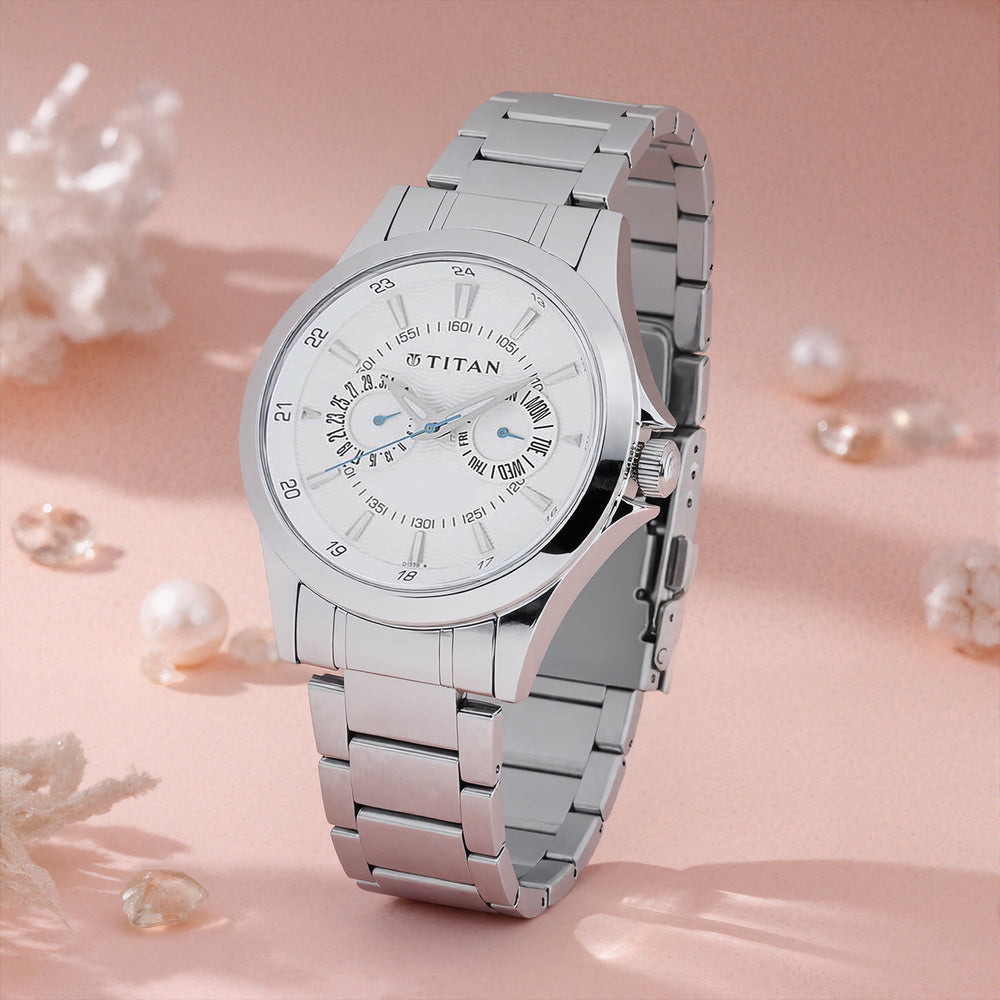 Titan Quartz Multifunction Silver Dial Watch for Men