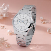 Titan Quartz Multifunction Silver Dial Watch for Men