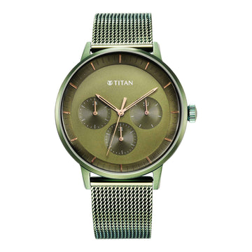 Titan Modern Classics Green Dial Quartz Multifunction Stainless Steel Strap Watch for Men