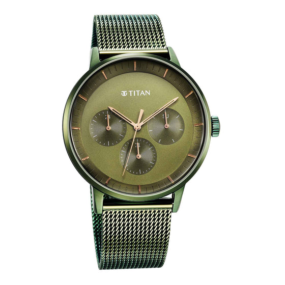 Titan Modern Classics Green Dial Multi Stainless Steel Strap Watch for Men