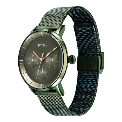 Titan Modern Classics Green Dial Multi Stainless Steel Strap Watch for Men