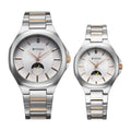 Titan Bandhan Silver Dial Two Toned Stainless Steel Strap Analog Watch for Couple