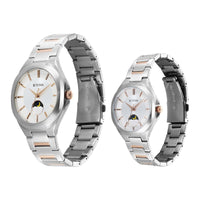 Titan Bandhan Silver Dial Two Toned Stainless Steel Strap Analog Watch for Couple