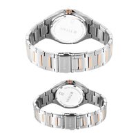 Titan Bandhan Silver Dial Two Toned Stainless Steel Strap Analog Watch for Couple
