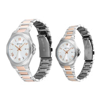 Titan Bandhan Quartz Analog with Date White Dial Two Toned Stainless Steel Strap Watch For Couple
