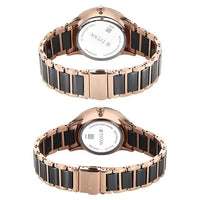 Titan Black Dial Two Toned Hybrid Strap Analog Watch for Couple