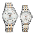 Titan Silver White Dial Two Toned Stainless Steel Strap Analog with Date Watch for Couple
