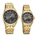 Titan Black Dial Gold Stainless Steel Strap Analog with Date Watch for Couple