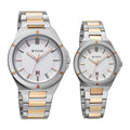 Titan White Dial Two Toned Stainless Steel Strap Analog with Date Watch for Couple