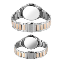 Titan White Dial Two Toned Stainless Steel Strap Analog with Date Watch for Couple