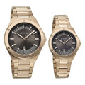 Titan Black Dial Gold Stainless Steel Strap Analog with Date Watch for Couple