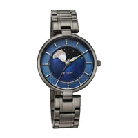 Titan Blue Dial Grey Stainless Steel Strap Analog with Moon Phase Watch For Women