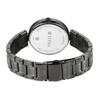 Titan Blue Dial Grey Stainless Steel Strap Analog with Moon Phase Watch For Women