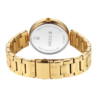 Titan Green Dial Gold Stainless Steel Strap Analog with Moon Phase Watch For Women