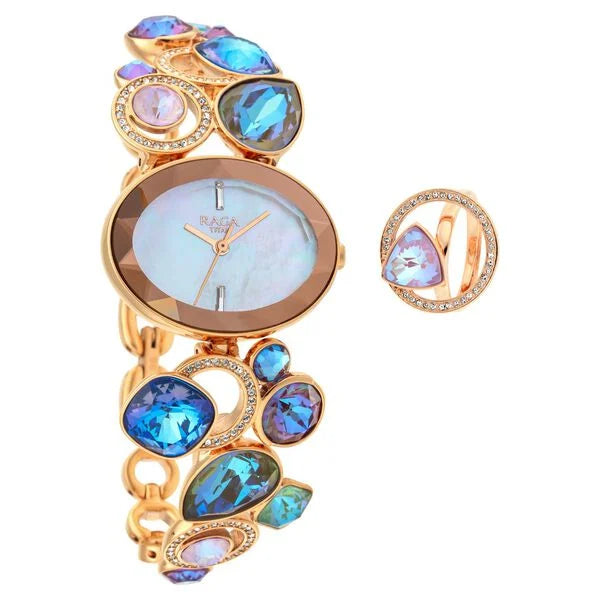 Titan Raga Mother of Pearl Dial Multicolor Metal Strap Analog Watch for Women