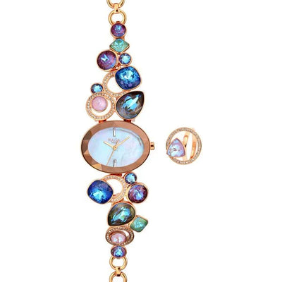Titan Raga Moments Of Joy Quartz Analog Mother of Pearl Dial Rose Gold Metal Strap Watch For Women