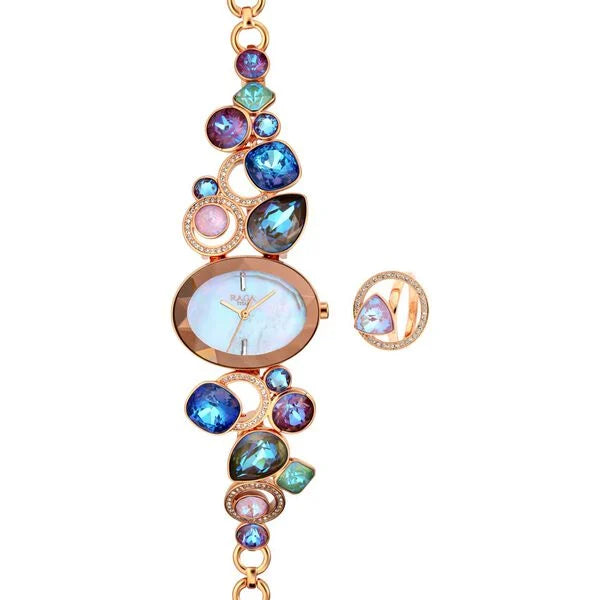 Titan Raga Moments Of Joy Quartz Analog Mother of Pearl Dial Rose Gold Metal Strap Watch For Women