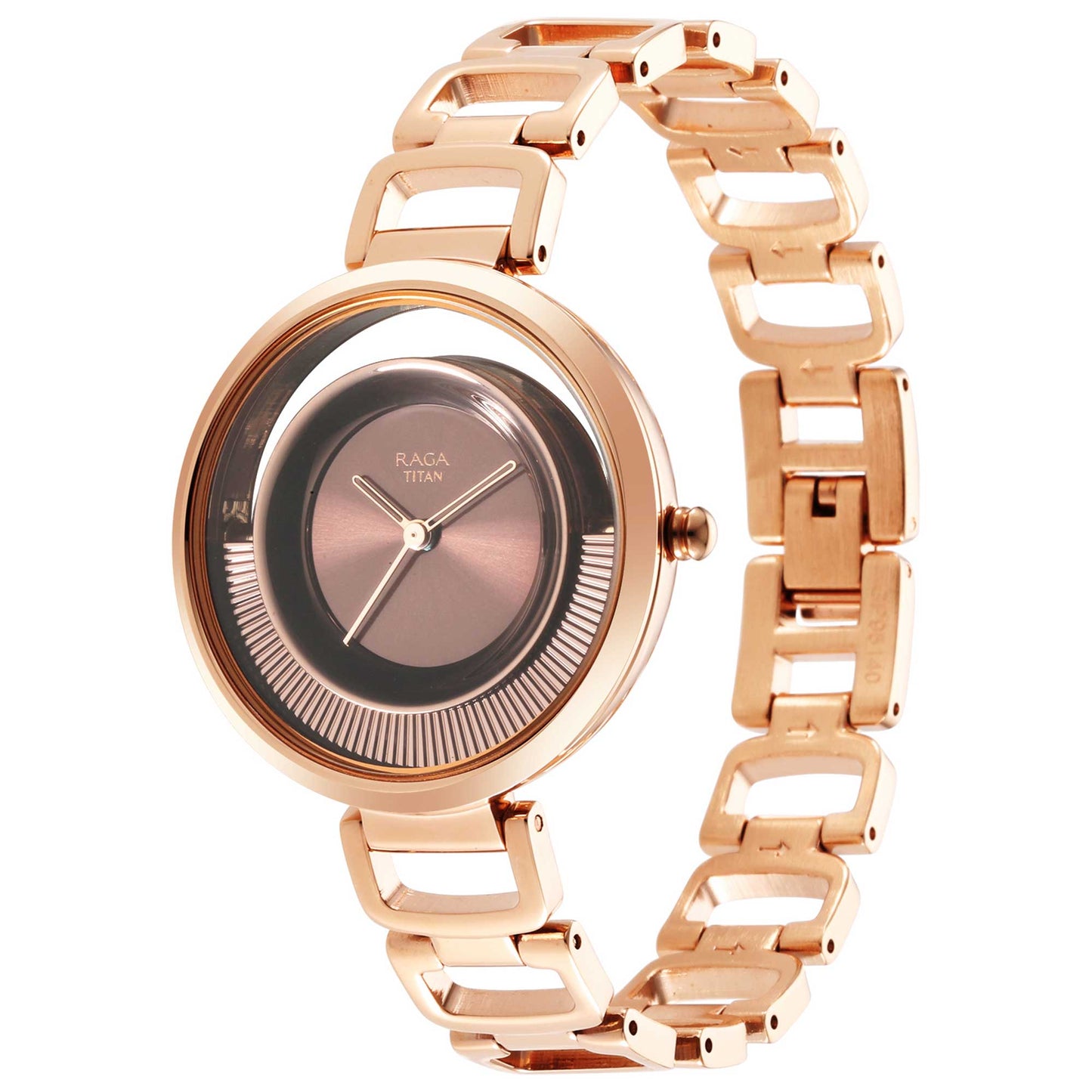 Titan Raga Moments of Joy Brown Dial Analog Metal Strap Watch for Women