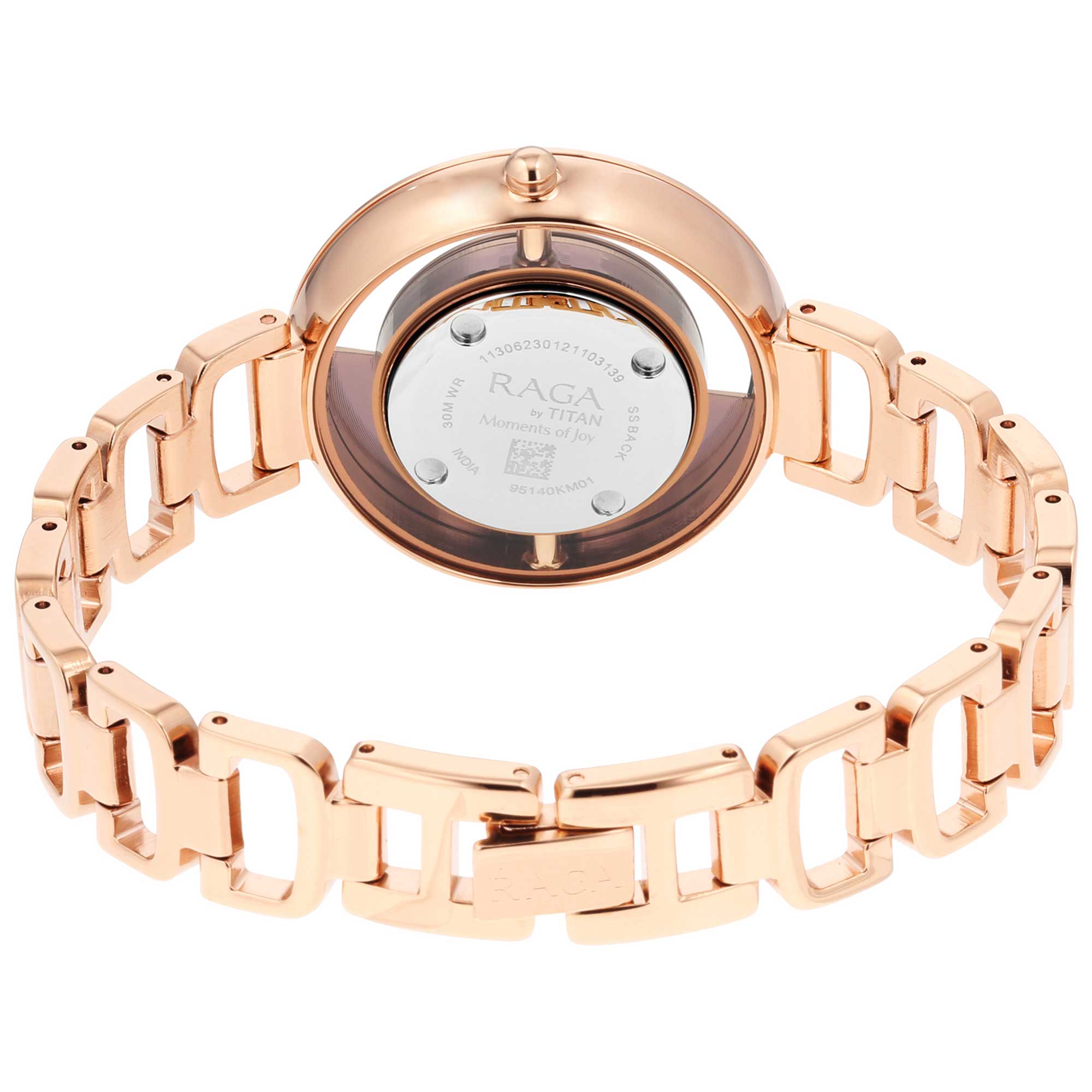 Titan Raga Brown Dial Rose Gold Metal Strap Analog Watch for Women
