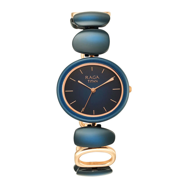 Titan Raga Ceramics Blue Dial Analog Metal Strap watch for Women