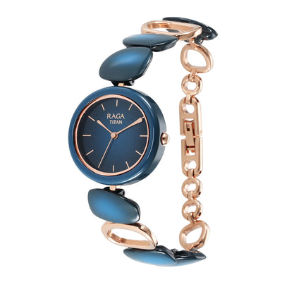 Titan Raga Ceramics Blue Dial Analog Metal Strap watch for Women