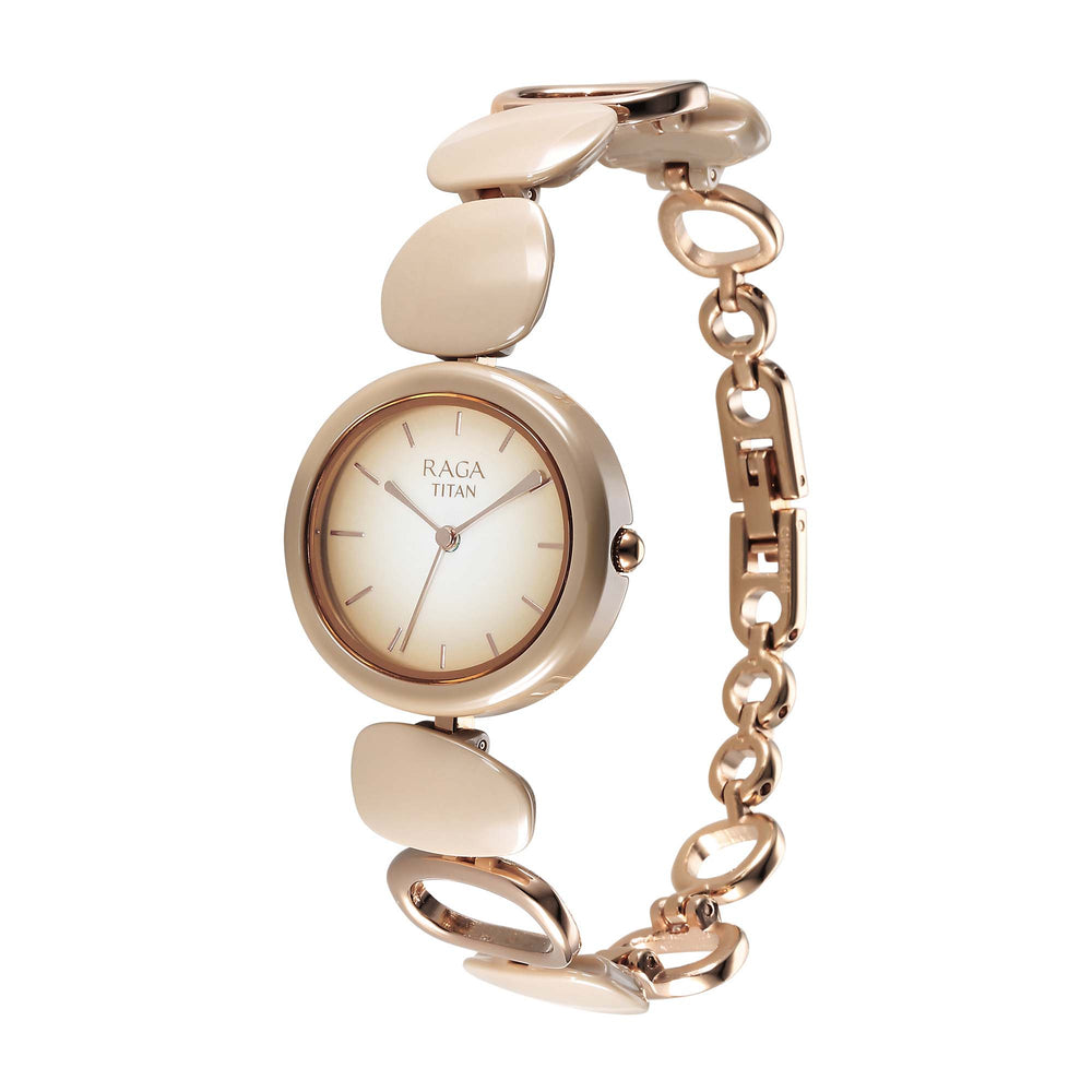 Titan Raga Brown Dial Hybrid Strap Analog Watch for Women