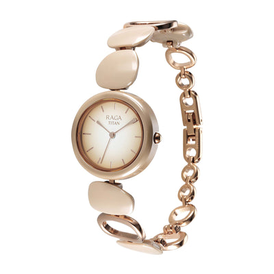 Titan Raga Brown Dial Hybrid Strap Analog Watch for Women