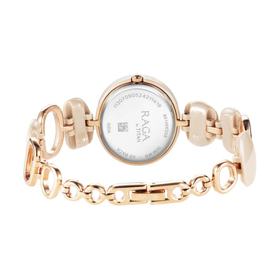Titan Raga Brown Dial Hybrid Strap Analog Watch for Women