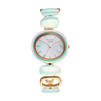 Titan Raga Mother Of Pearl Dial Two Toned Hybrid Strap Analog Watch for Women