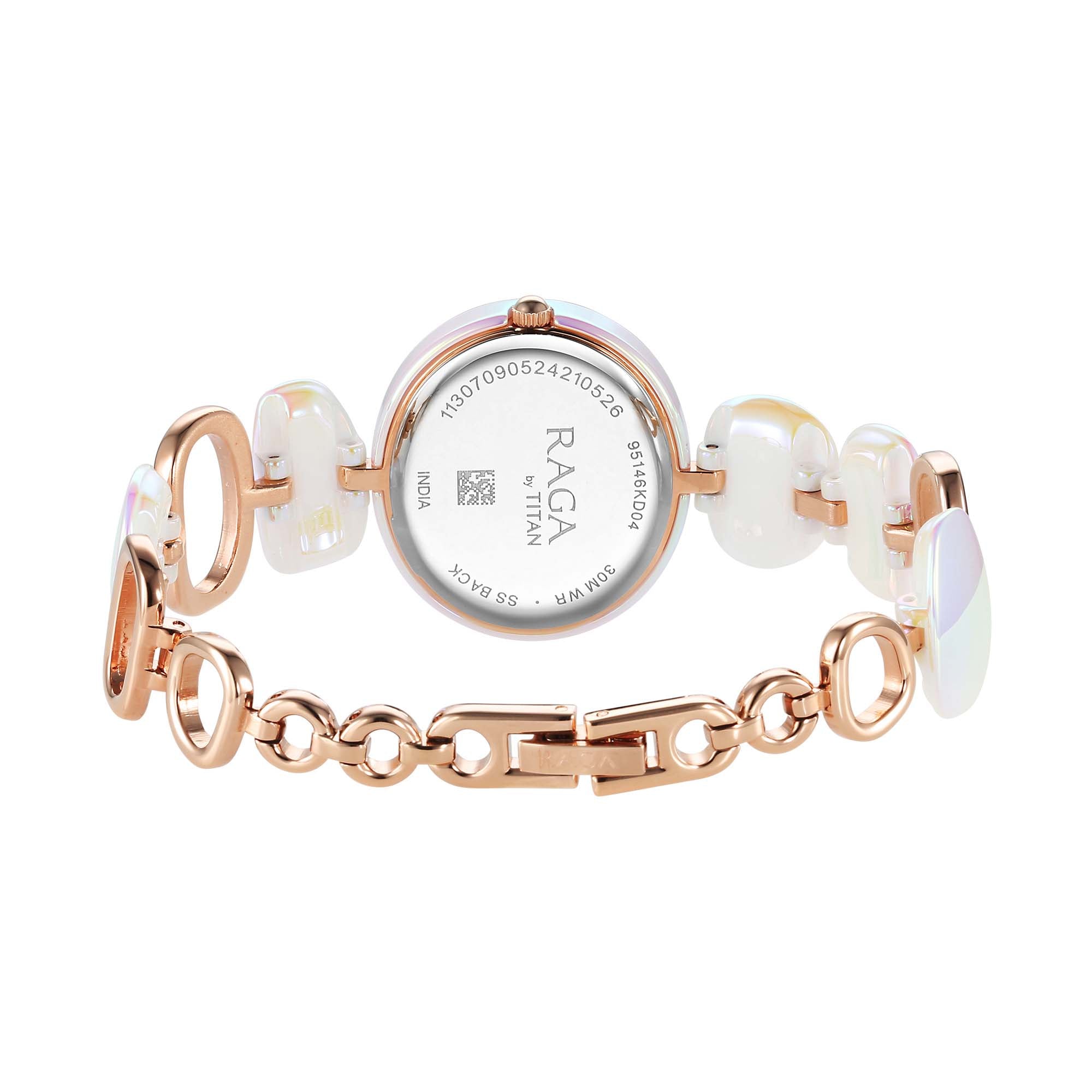 Titan Raga Mother Of Pearl Dial Two Toned Hybrid Strap Analog Watch for Women