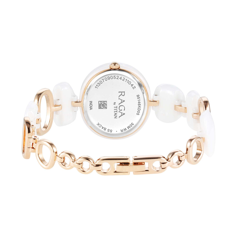 Titan Raga White Dial Hybrid Strap Analog Watch for Women