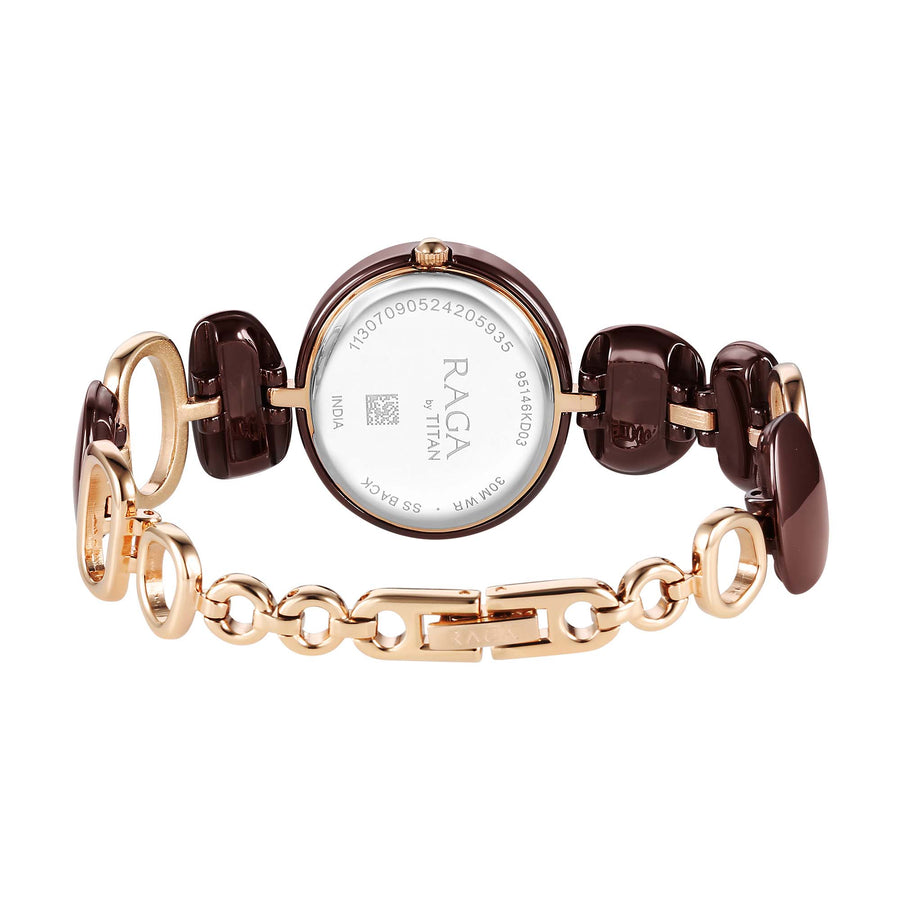 Titan Raga Brown Dial Metal Strap Analog Watch for Women