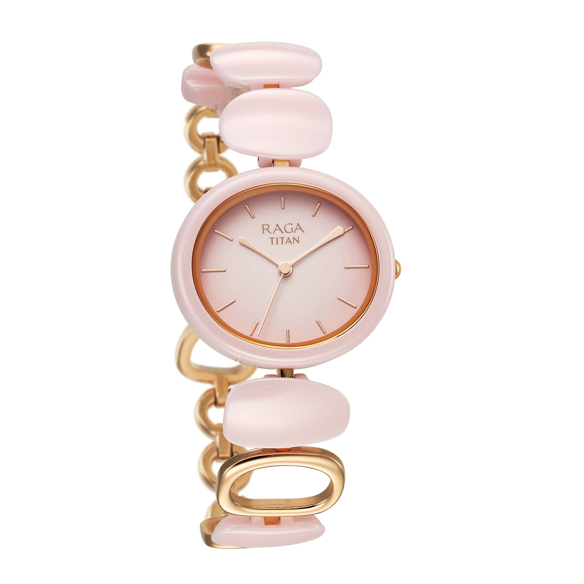 Titan Raga Pink Dial Hybrid Strap Analog Watch for Women