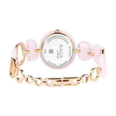 Titan Raga Pink Dial Hybrid Strap Analog Watch for Women