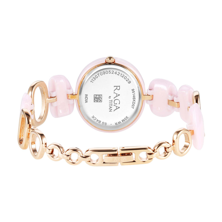 Titan Raga Pink Dial Hybrid Strap Analog Watch for Women