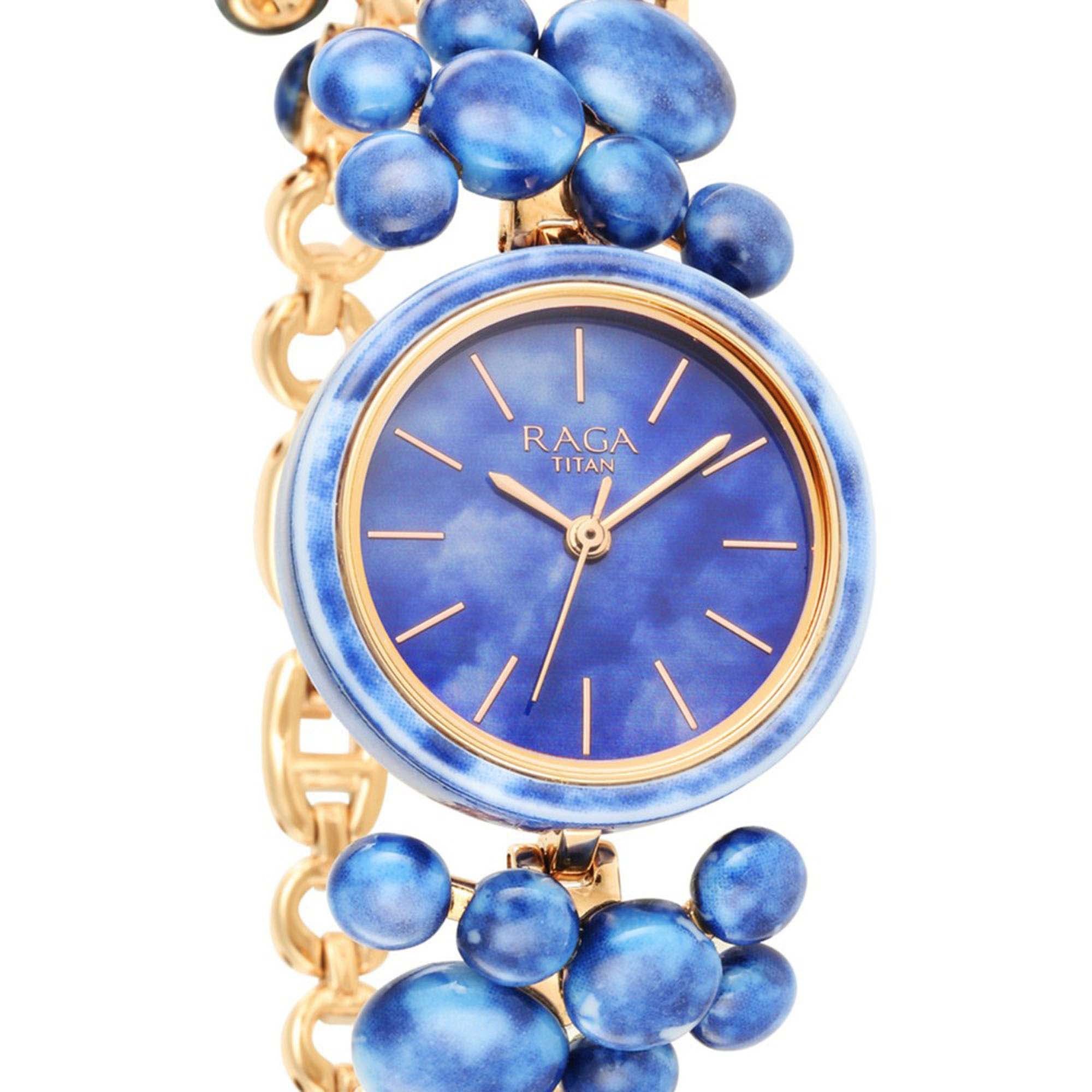 Titan Raga Blue Dial Metal Strap Analog Watch for Women