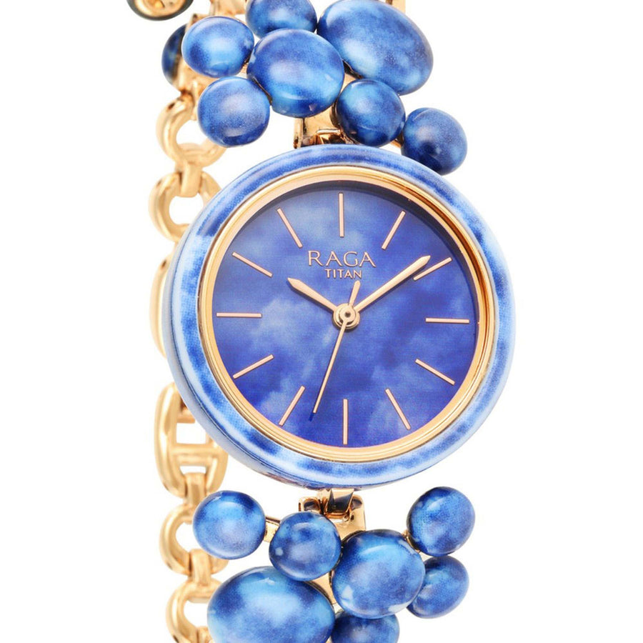 Titan Raga Blue Dial Metal Strap Analog Watch for Women