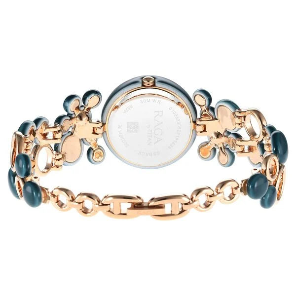 Titan Raga Blue Dial Metal Strap Analog Watch for Women