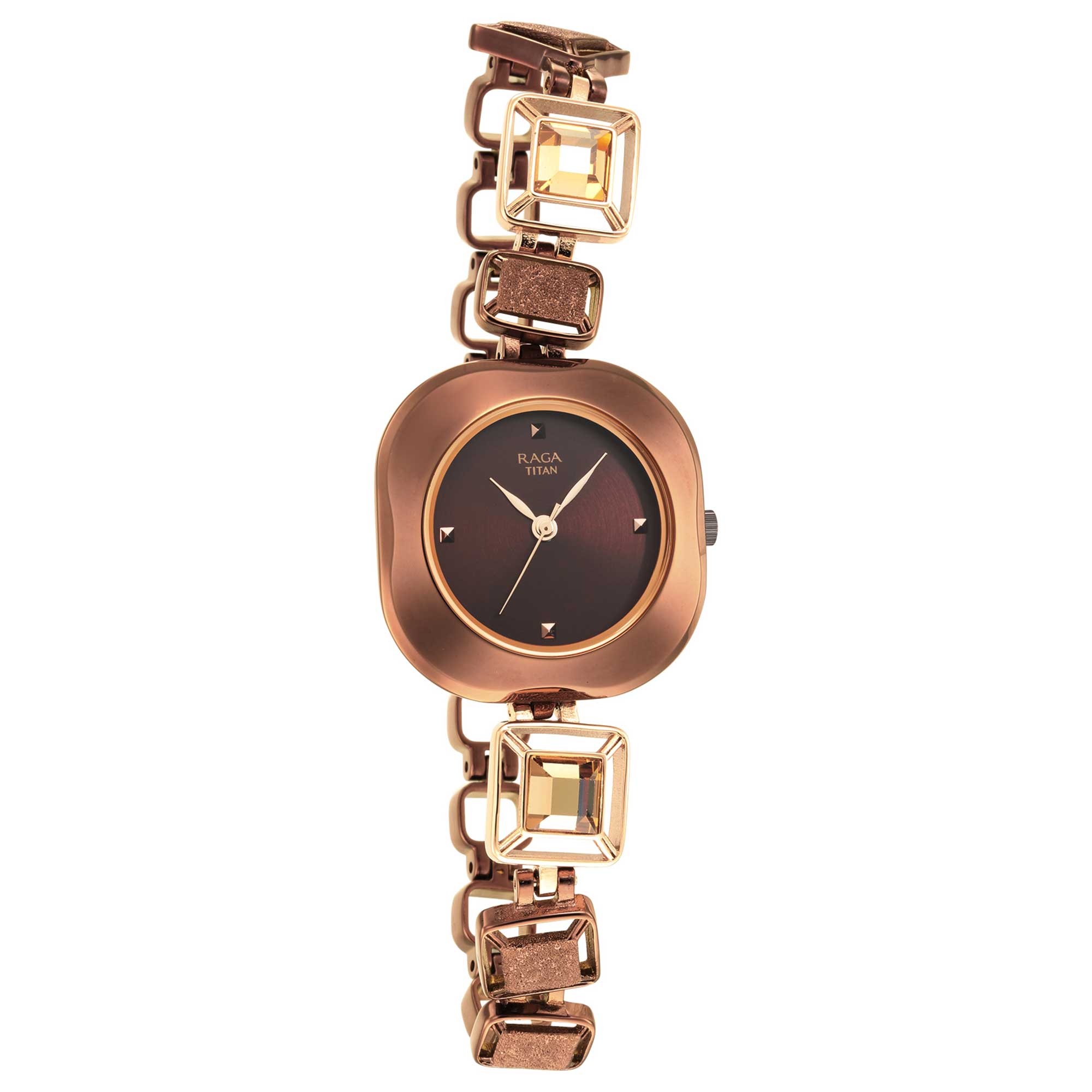 Titan Raga Brown Special Dial Metal Strap Analog Watch for Women