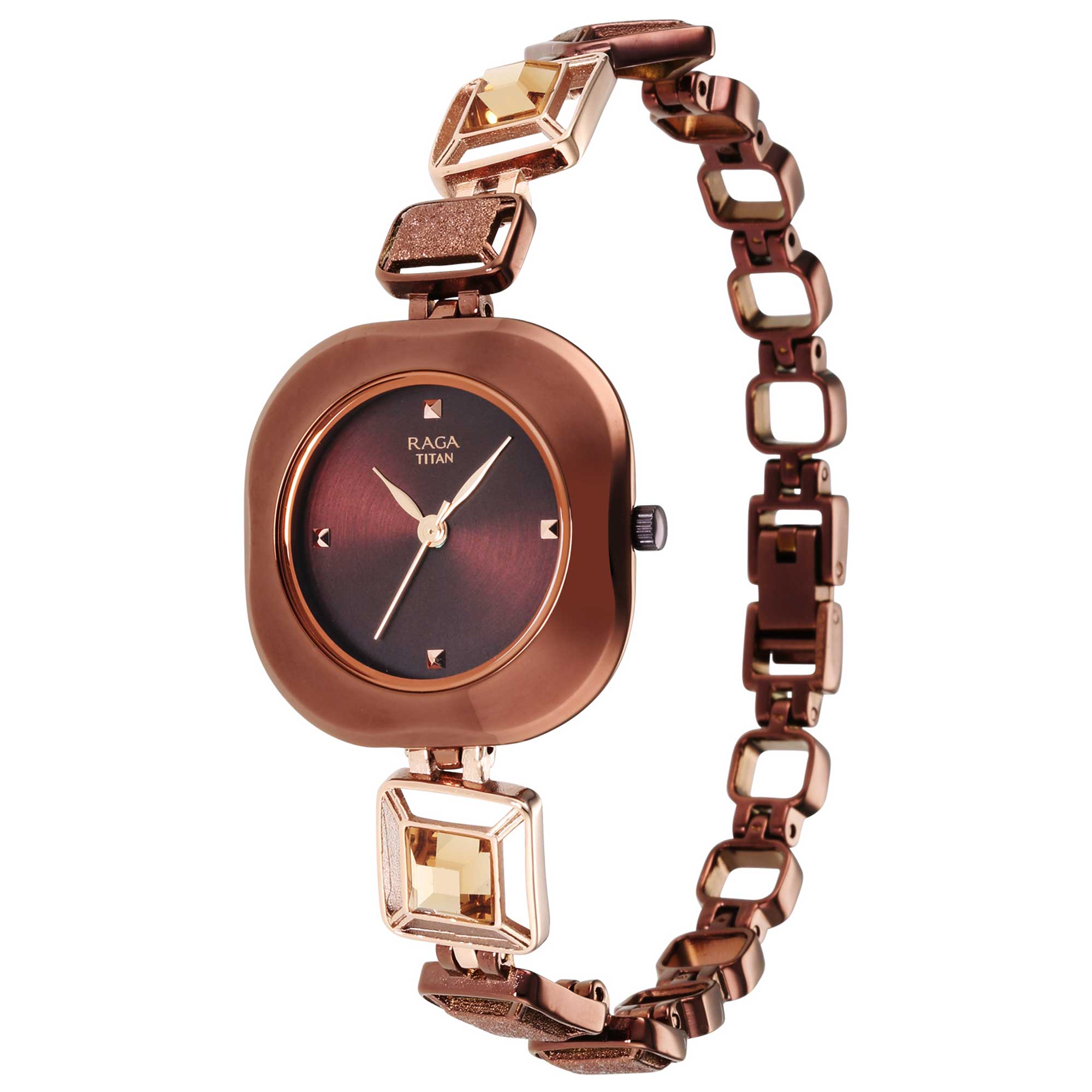 Titan Raga Brown Special Dial Metal Strap Analog Watch for Women