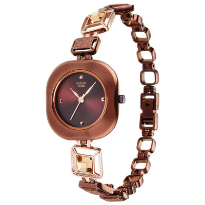 Titan Raga Love All Brown Dial Analog Metal Strap watch for WoMen