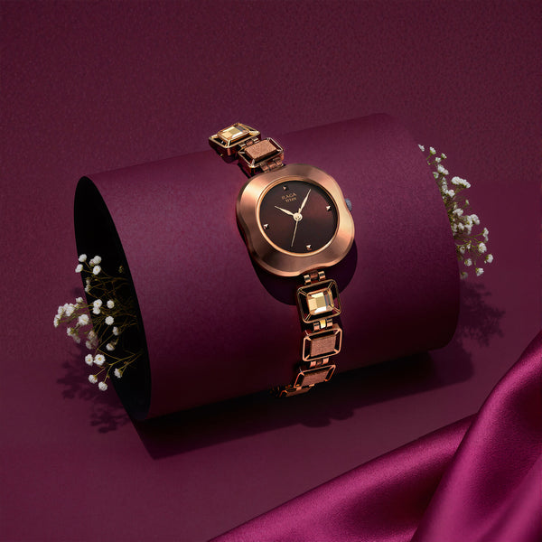 Titan Raga Love All Brown Dial Analog Metal Strap watch for WoMen
