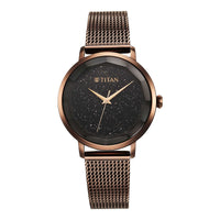 Titan Workwear Quartz Analog Black Dial Stainless Steel Strap Watch for Women